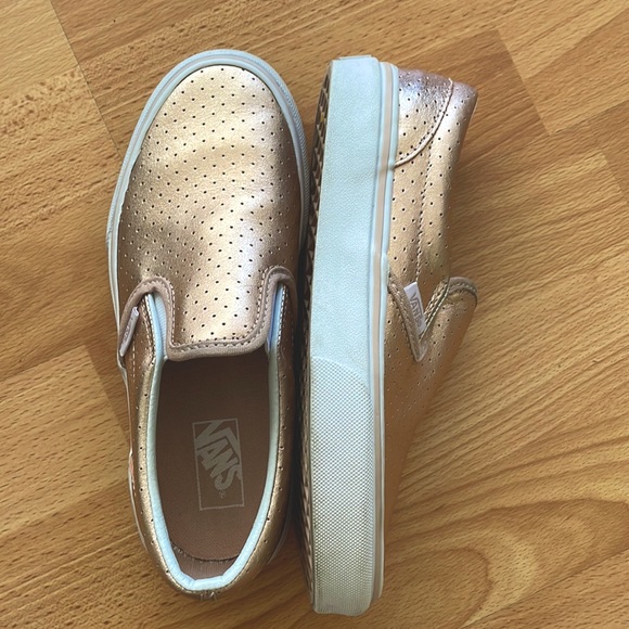 Vans Slip-Ons in Rose Gold. Worn once, possibly twice. - Picture 1 of 3